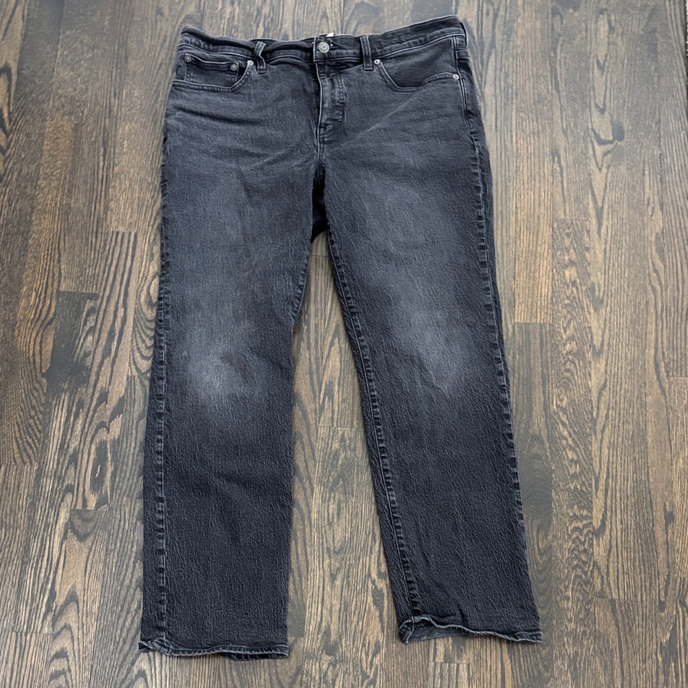 Madewell Black Washed Straight Jeans